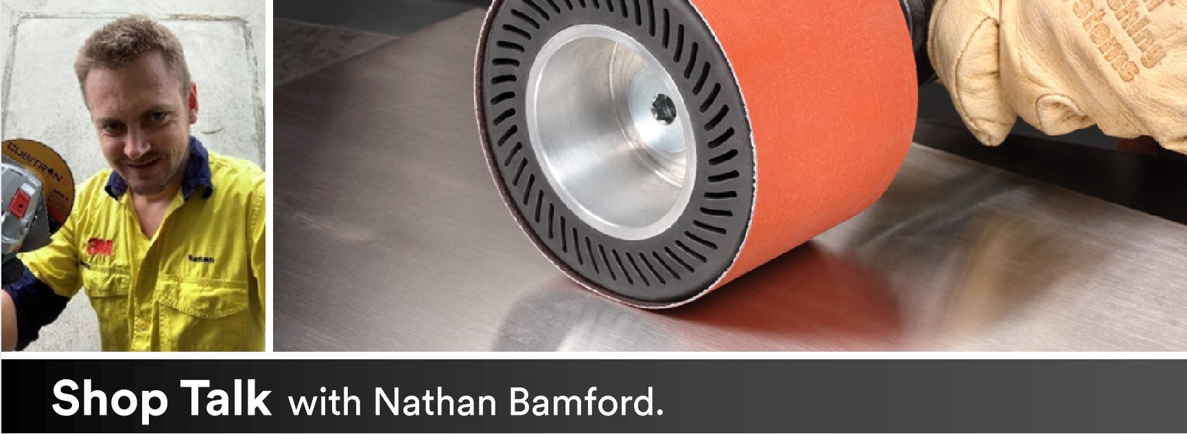 Composite image of Nathan Bamford and 3M™ Inline Sander