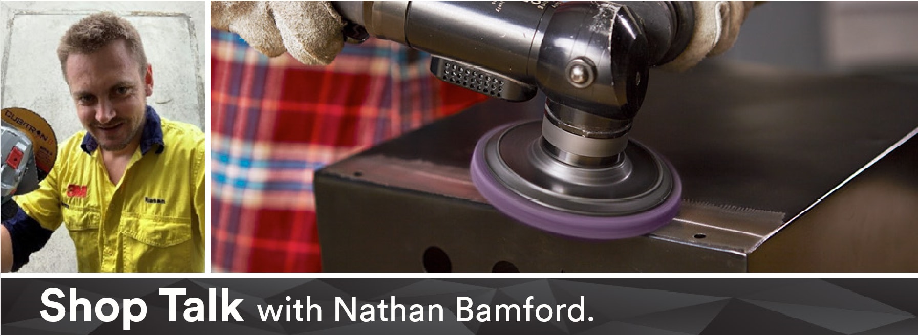 Composite image of Nathan Bamford and a 3M Wire Brush