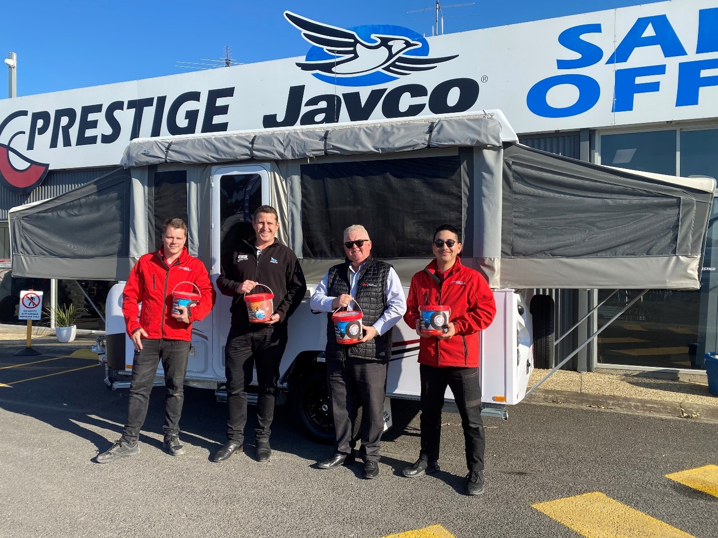 Prestige Jayco’s Sales Manager Mitchell Lyster accompanied by the 3M VIC representative, Michael Watson